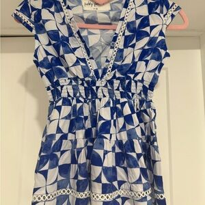 Kenny Flowers Blue and White Ruffled Dress